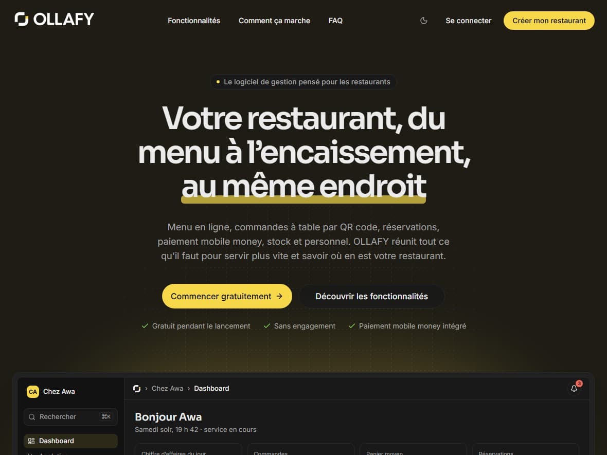 Page d’accueil d’Ollafy